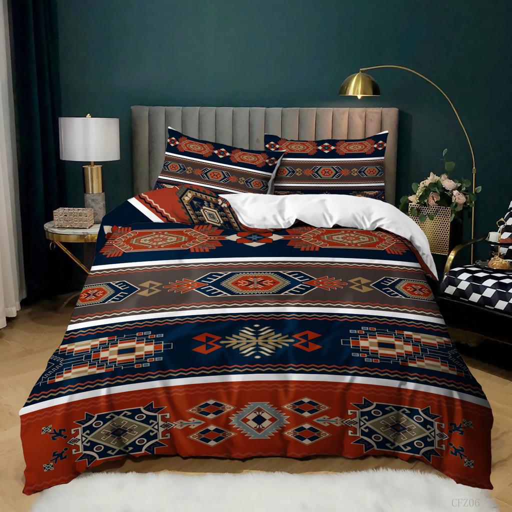 3D Digital Printing Ethnic Style Kit Bedding Quilt Cover Pillowcase Bed Three-Piece Set