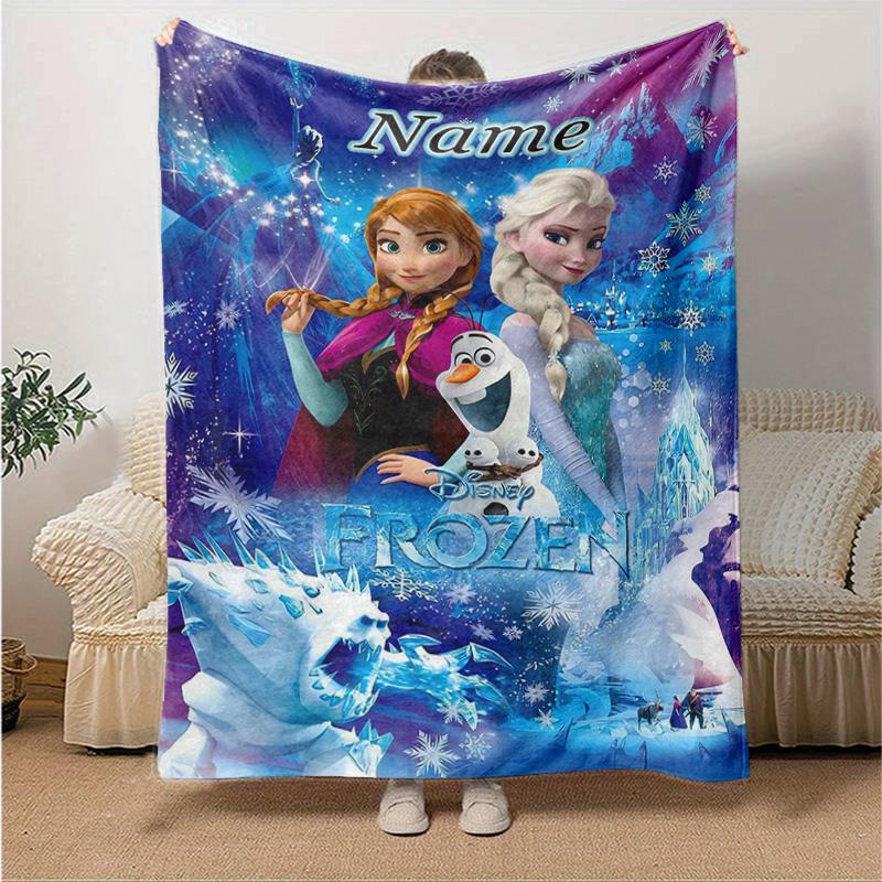 Custom 1pc Elsa's Magical Ice World Blanket, Soft And Comfortable Blanket, Casual Warm, Camping Travel Blanket, Birthday Gift Q91075