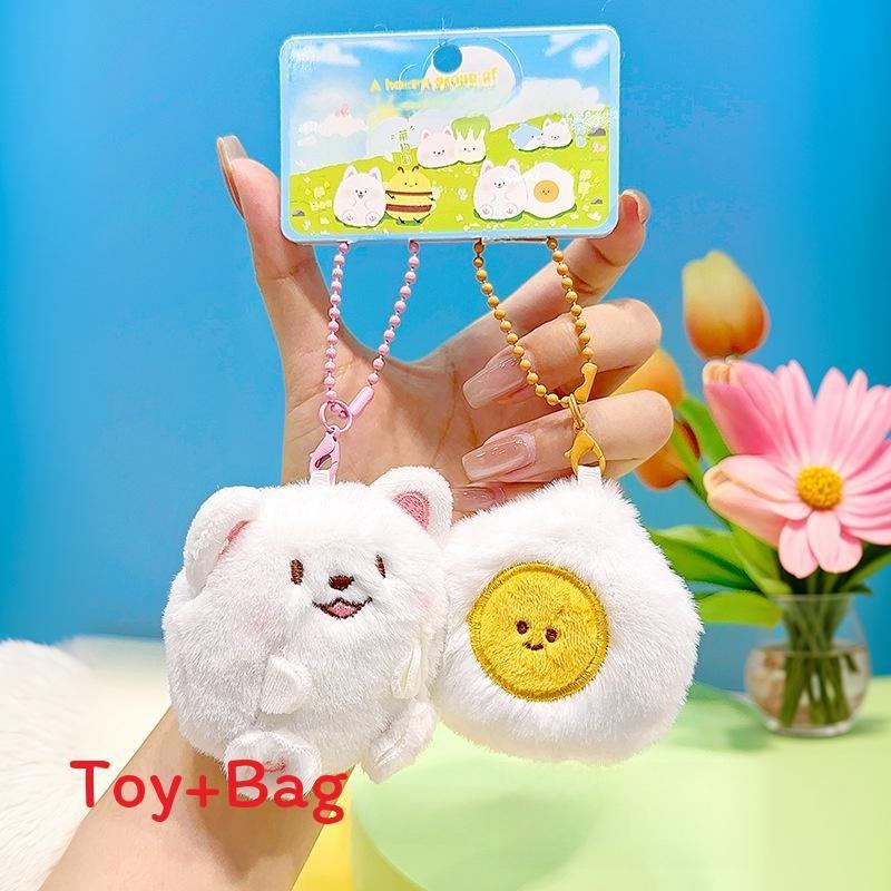 Plush Character Samoyed Keyring With Magnetic Design For Backpack And Holder Key