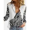 Spring and Autumn 3D Digital Print Women's Fashionable Collared Long Sleeve Casual Shirt