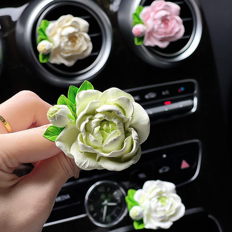 Jasmine Car Air Freshener & Vent Decoration - Stone Fragrance Flower Ornament for Women