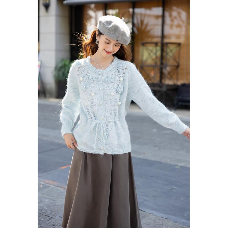 Moka Na 3D Floral Fluffy Knit Sweater