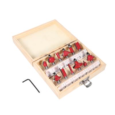 12 Stück 8mm Schaft Hartmetall Fräser Holzbearbeitung Fräser Set in Holzkoffer