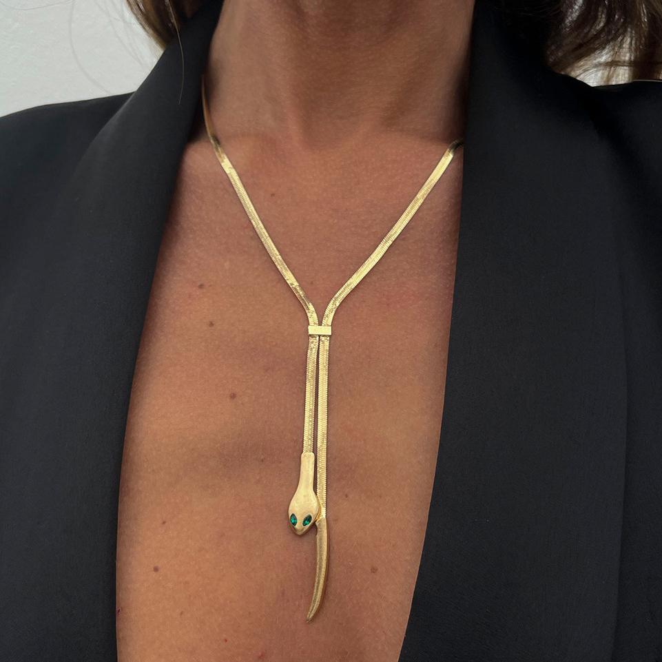 

Fashion Flat Snake Chain Tassel Necklace Women Smooth Gold Color Y-Shape Serpentine Twisted Link Choker Aesthetic Neck Zircon
