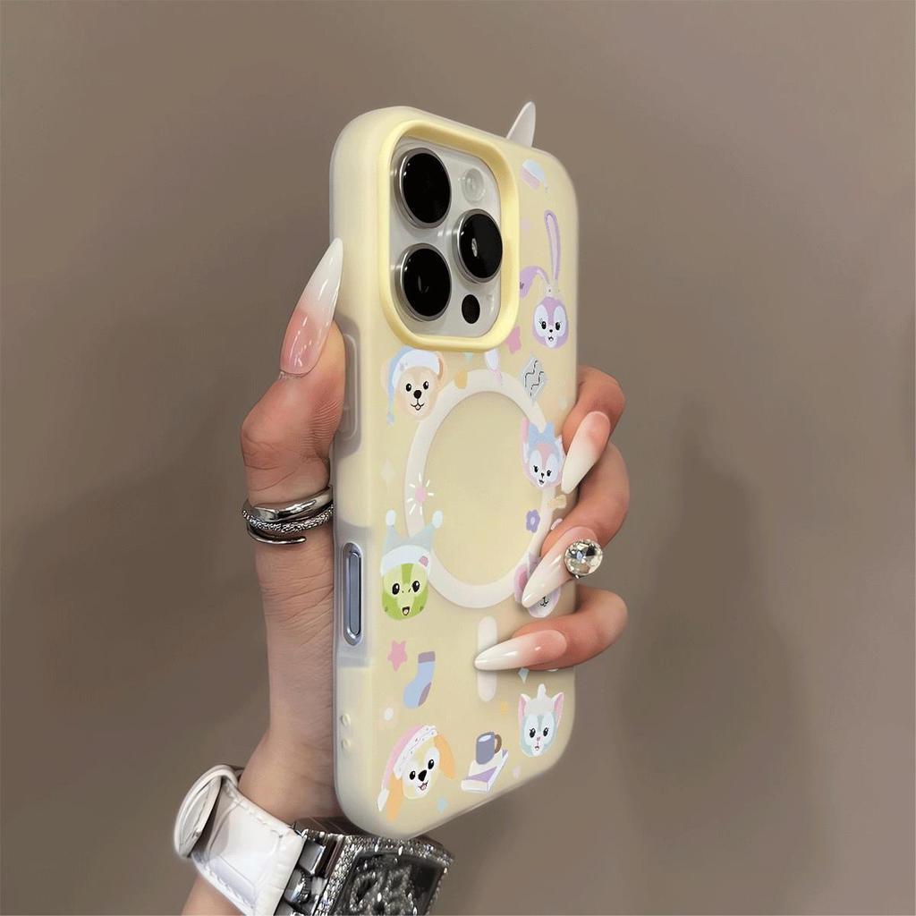 Skin Feeling Jelly Shell Magnetic Suction Two In One Suitable for Apple 16 Mobile Phone Case Iphone15P Protective Case Cartoon Animal