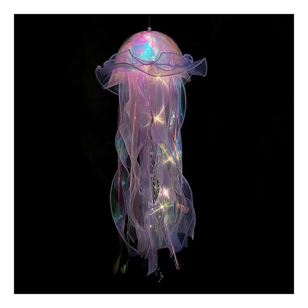 Portable LED Jellyfish Lantern Glitter Hanging Jellyfish Lanterns with Bright Strip Bedroom Decor Supplies Gifts for Kids Girls