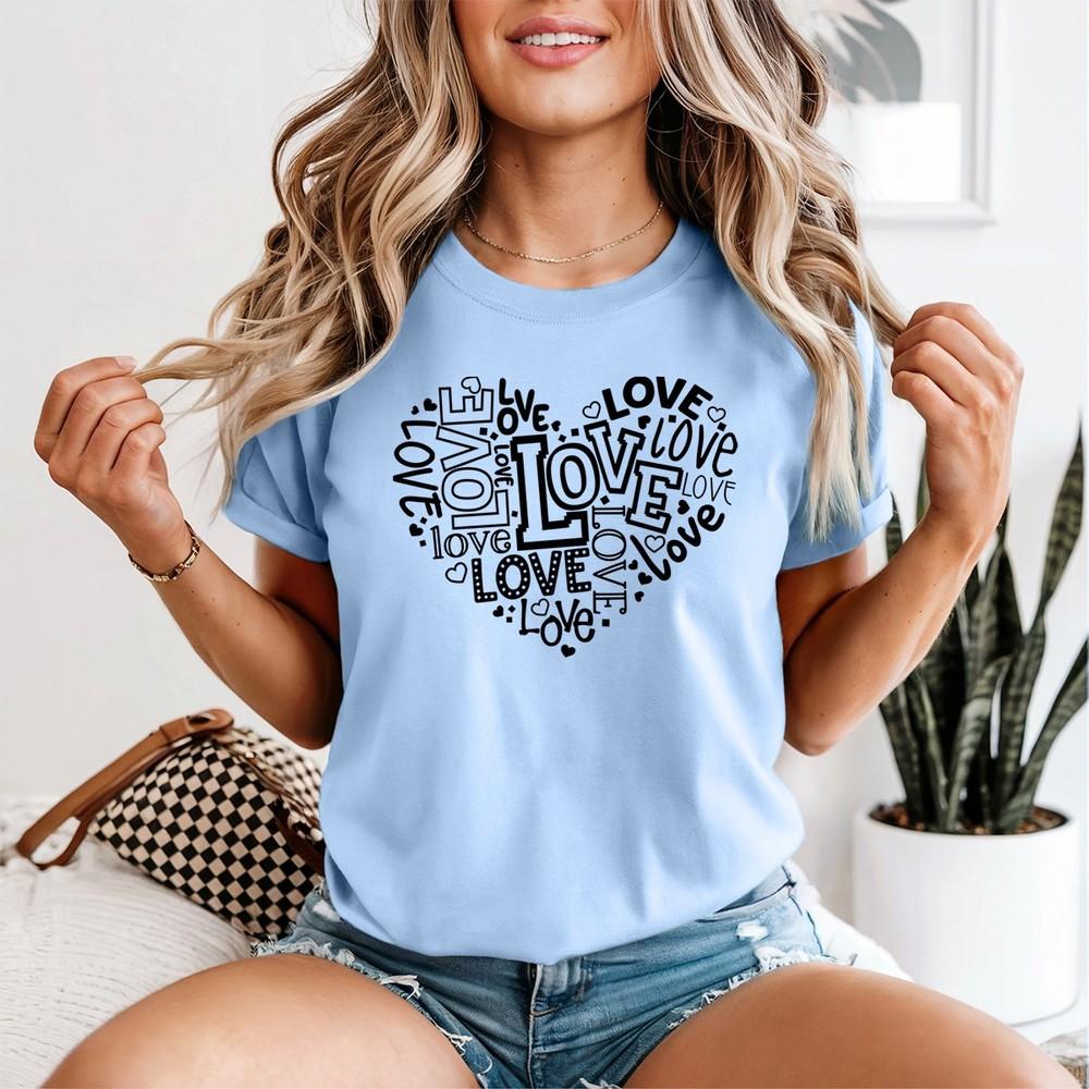 Unisexs Love T Shirt Soft Feel Comfortable Summer Fashionable Casual Tee