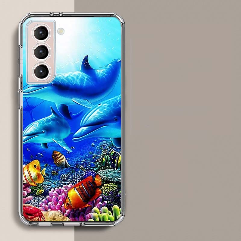 Deep sea turtle dolphin landscape Phone Case For Galaxy A14 A24 A34 A54 Samsung A02S A12 A22 A32 A42 A52 A72 A13 A33 A53 5G A03