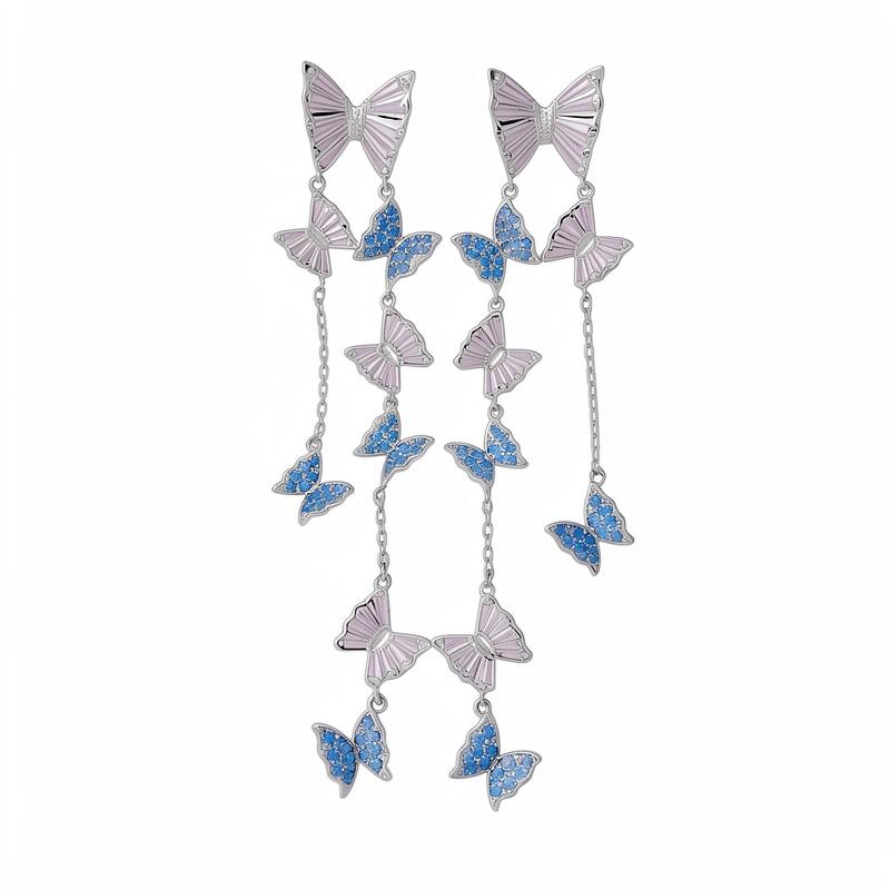 Zircon Butterfly Tassel Earrings Stylish Jewelry