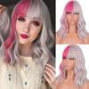 MERISIHAIR Brązowe krótkie peruki Bob Wave z grzywką Blond dla kobiet Naturalne odporne na ciepło syntetyczne peruki Codzienne noszenie Cosplay Kręcone włosy