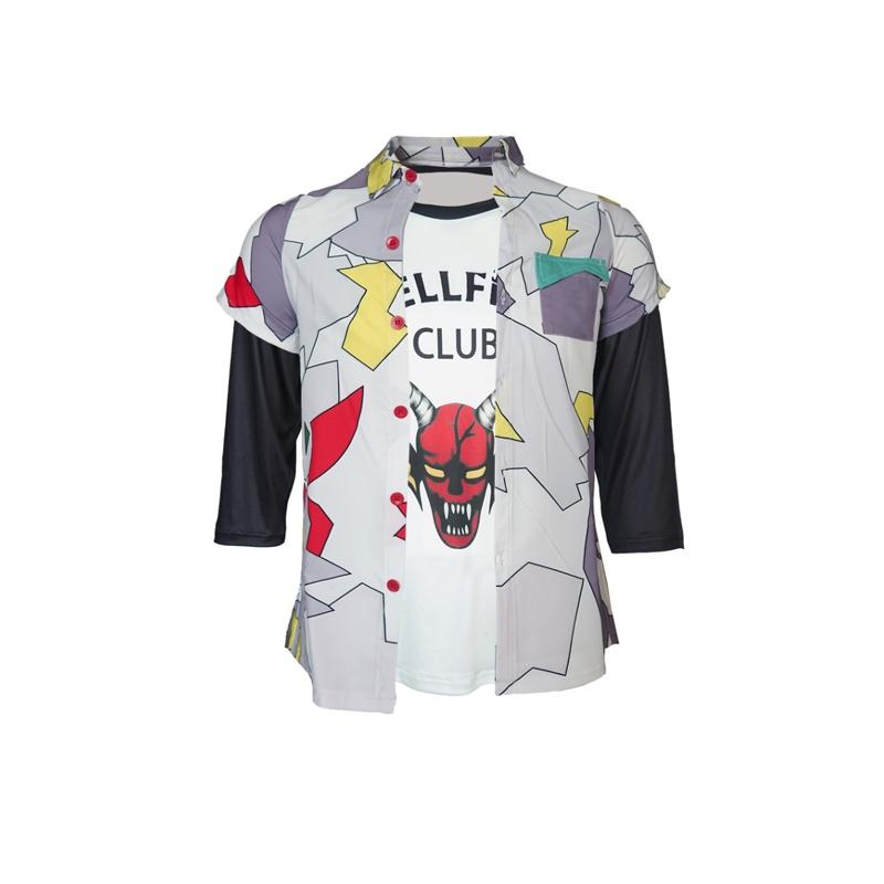 Stranger Things Maglietta a Maniche Lunghe Hellfire Club Stampa Digitale 3D Cosplay Regalo per Fan