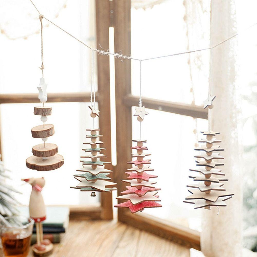 Star Multilayer Christmas Tree Pendant Wooden Christmas Tree Ornaments New Year