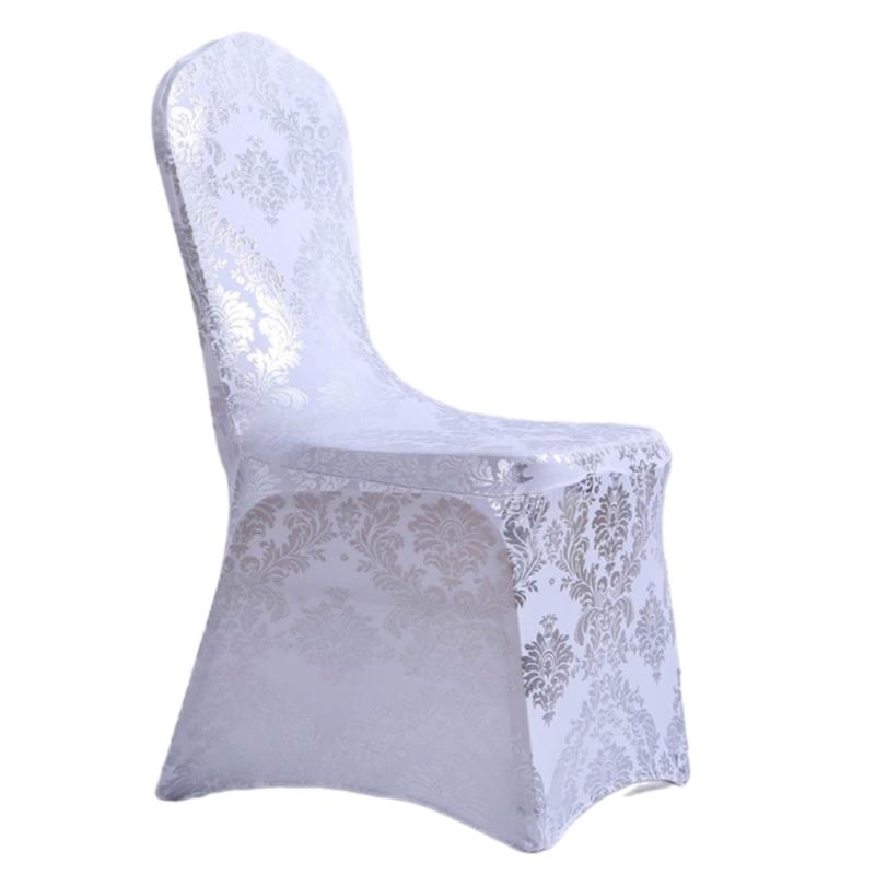 

Chair Cover Gold Embossed Stretchable Chair Covers, Milk Silk Fabric Chair Back Cover for Dining Room Slipcover белый