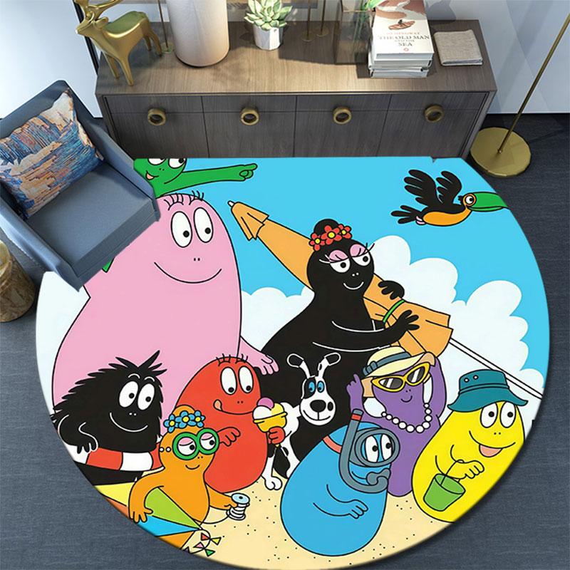Barbapapa3,Round Area Rug,Carpet Rug for Living Room Bedroom Sofa Playroom Decor,Non-slip Floor Mat