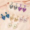 Luxury Alloy Feather Drop Earrings With Sparkling Crystals For Elegant Women Wear