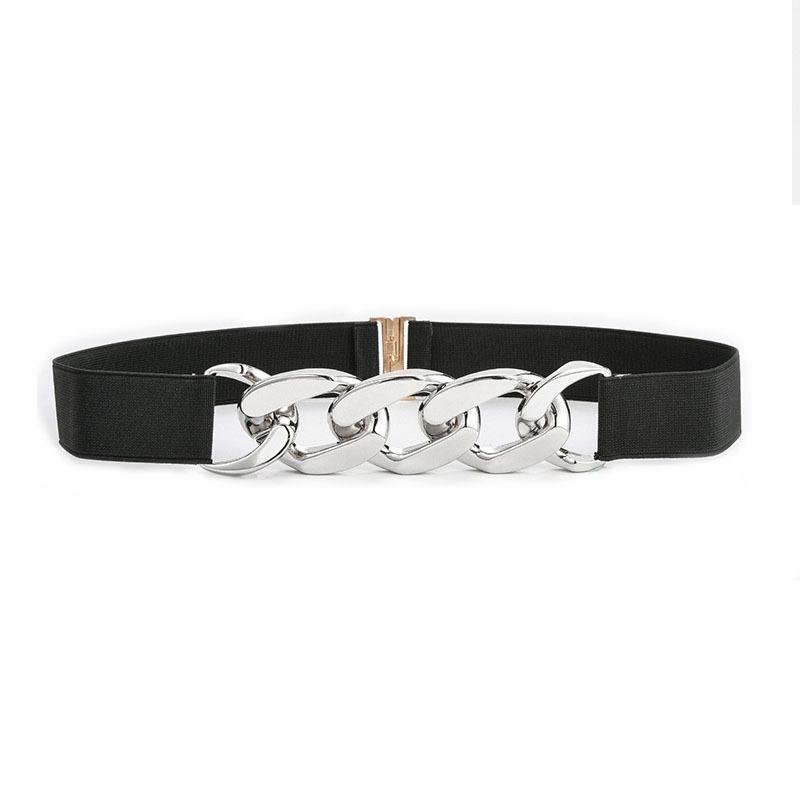 Women's Fashion 8-Shape Thick Metal Chain Elastic Belt for Dresses & Sweaters