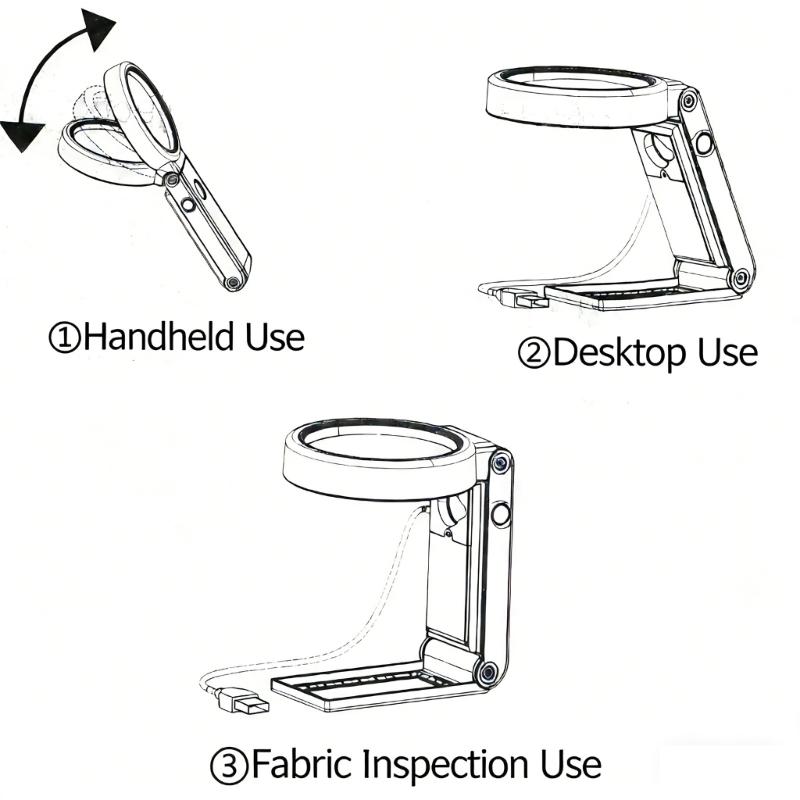 Double Lens Handheld Magnifying Glass With 6 LED Lights And 2 Lamps For Detailed Inspection Magnifing Glass