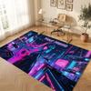 Stadt Cyberpunk Thema Kristall Samt Boden Teppich Personalisiert Benutzerdefinierter Name Text Warmer Teppich Heimdekoration