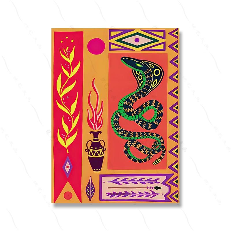 Colorful Abstract Poster Print Tiger Leopard Snake Tropical Jungle Wall Art Canvas Painting Wall Picture Living Room Decor Retro