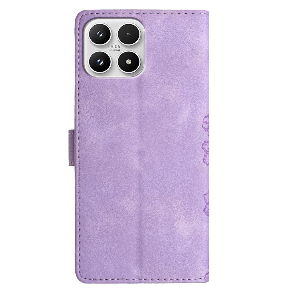 For Xiaomi 17 Case Butterfly Flower Pattern Skin-Touch Leather Phone Cover