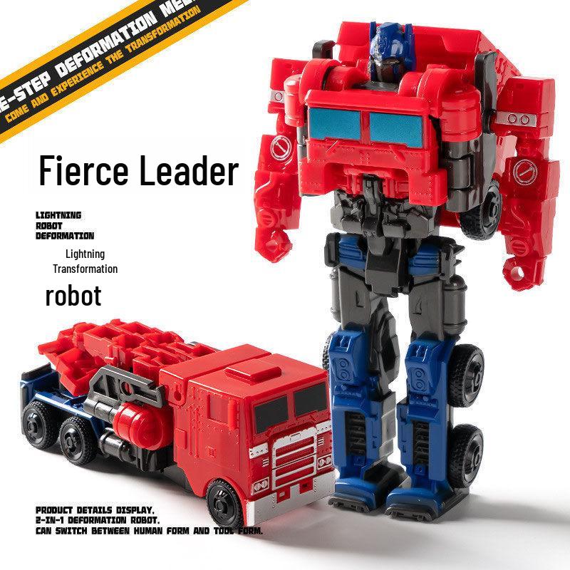 One-Step Transforming Car Toy: Children's Educational Robot Action Figure - Optimus Prime & Bumblebee Gift