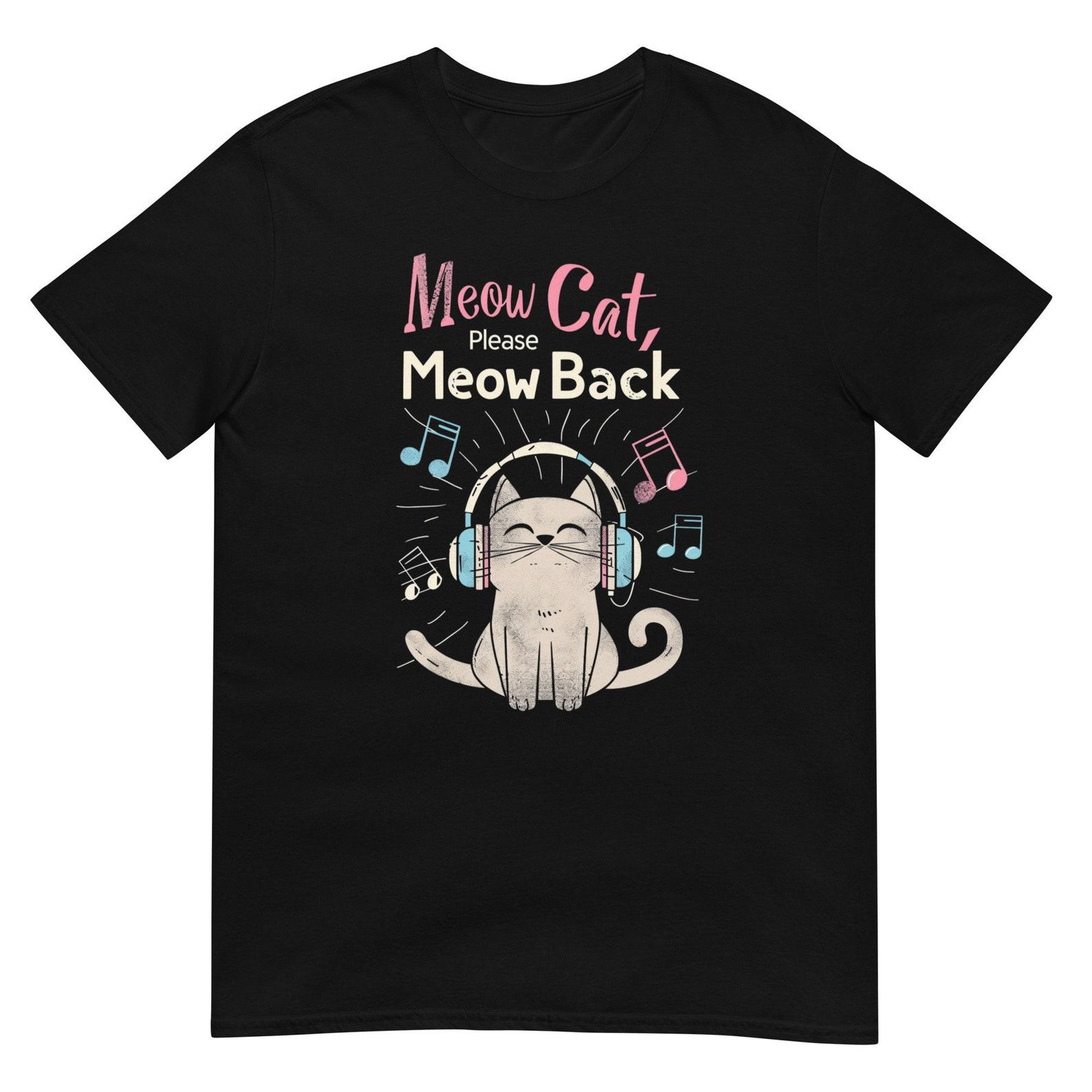 Meow Cat Music T-Shirt: Funny Cat Lover Tee S
