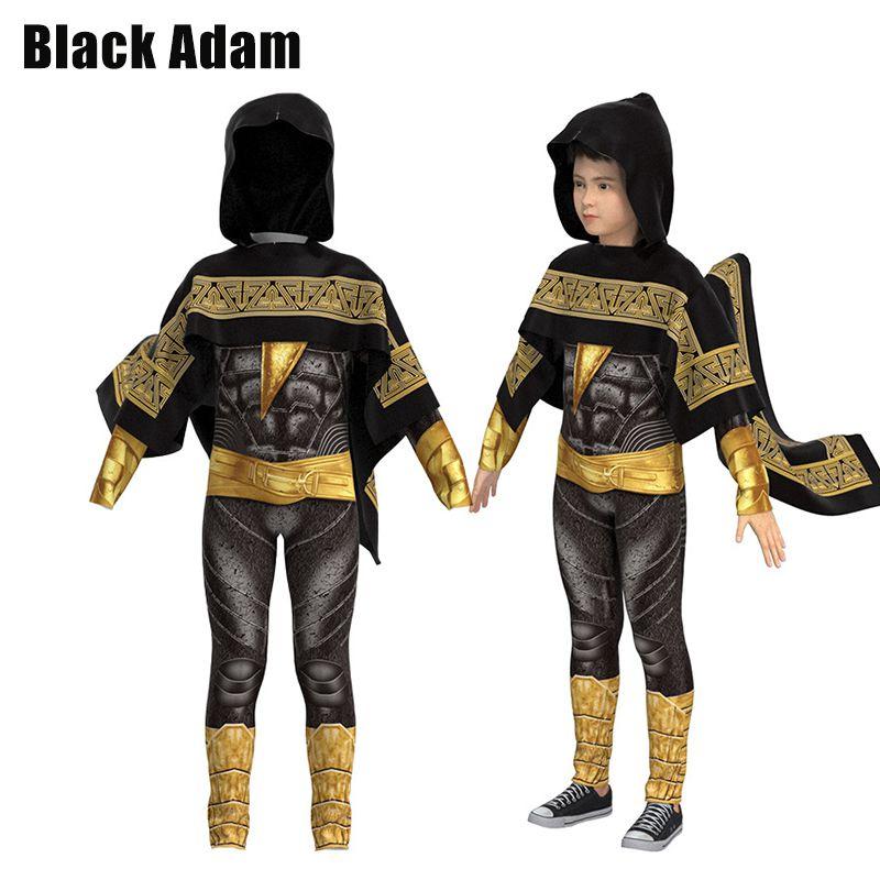 Ohromující černý Adam cosplay kostým pro dospělé a děti