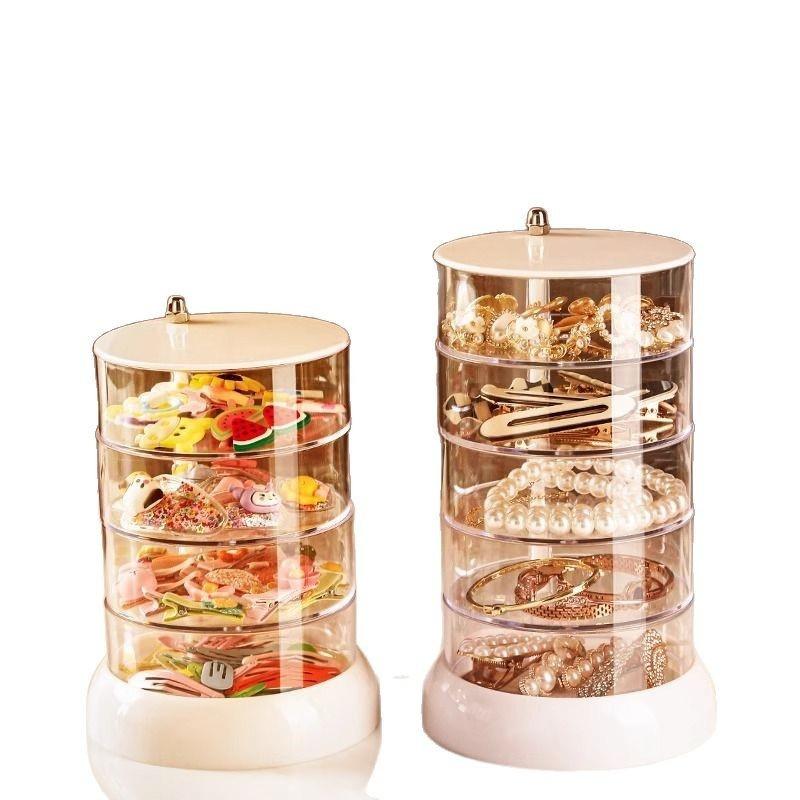 3/4/5-Layer Rotating Jewelry Organizer - Plastic Multi-Tier Storage Box, Transparent Hair Ring Display For Dressing Table