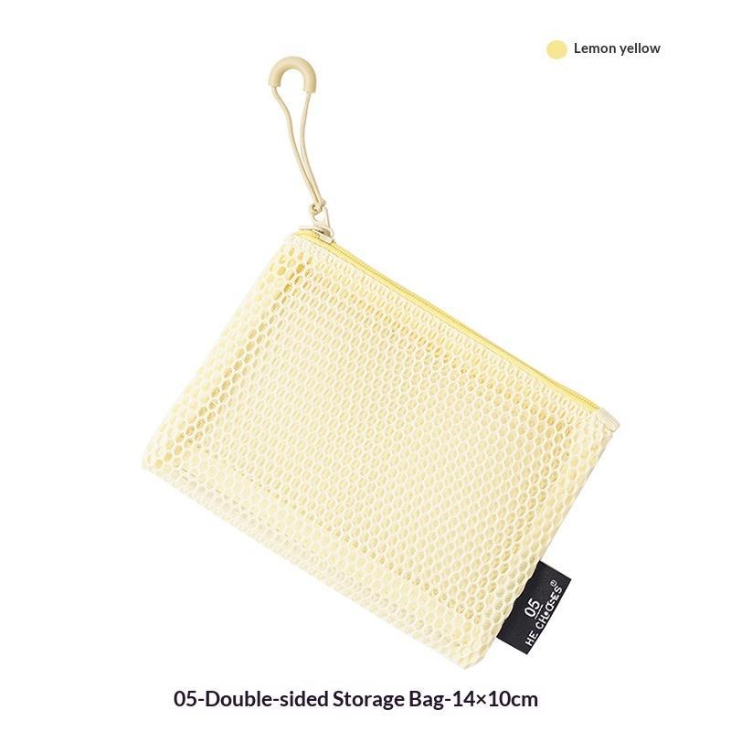 Breathable Mesh Cosmetic Storage Pouch Smooth Zipper Portable Makeup Organizer for Student Dorm Travel Use D
