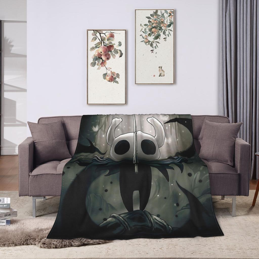 Warm Blanket Kids Adult Picnic Hollow Knight Japanese Anime Throw Blanket Flannel Bedspread For Chair Pattern Sofa Bed Cover