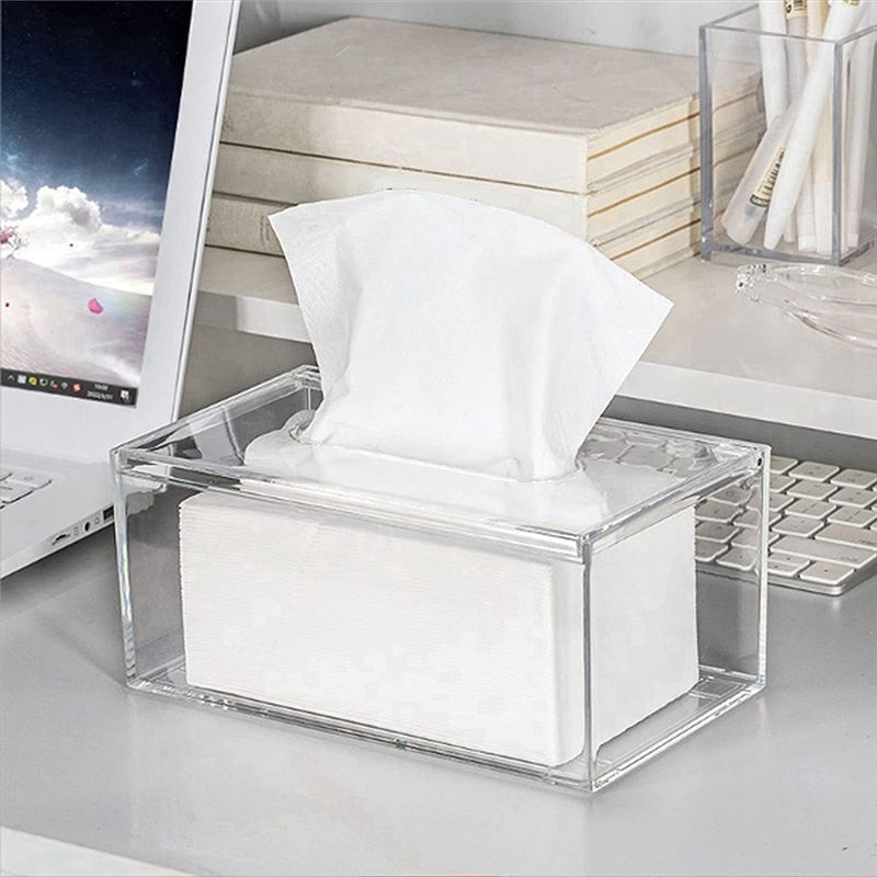 A33R-Acrylic Tissue Box Rectangular Transparent Tissue Box For Office, Home Bathroom Restaurant Lavatory Occasions