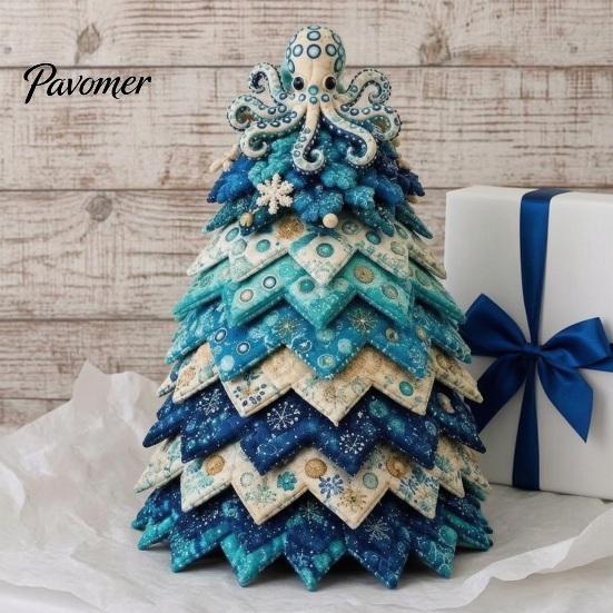 Educational Ocean Crafting Kits 2PCS DIY Quilted Sewing Christmas Tree Kit, Whale+Crab/Turtle+Octopus Marine Theme, Artistic Party Activities for Kids