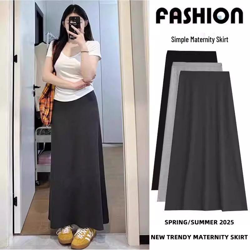 

Adjustable Spring/Summer Maternity Skirt - Loose, Slimming, Hip-Hugging Design for a Flattering Fit, Long Style for Pregnant Women L темно-сірий