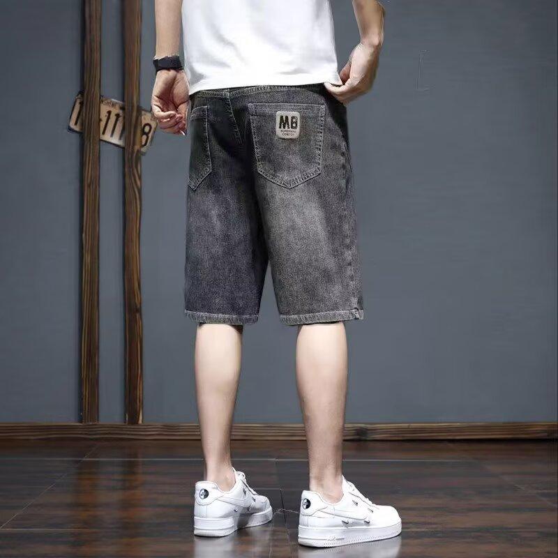 Summer thin men's denim trendy brand straight loose youth versatile five-point pants casual pants summer