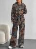 Patchwork Tie-dye European and American Casual Long-sleeve Set, Women's Hoodie Sweatshirt and Pants Two-piece Set