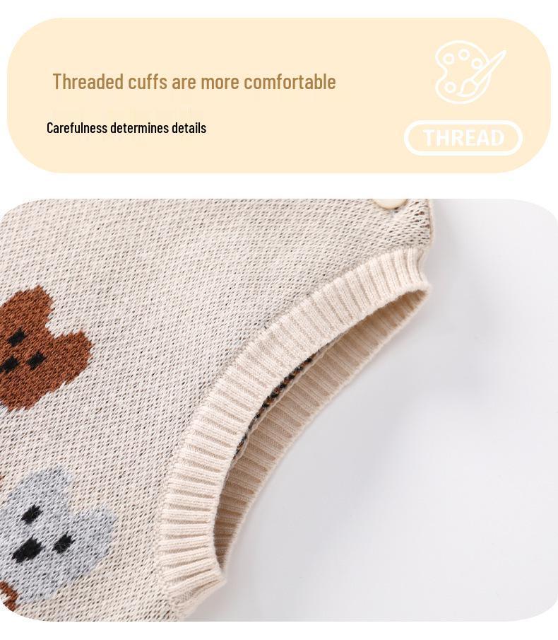 Double-Layer Knit Baby Vest - Warm Round Neck Outerwear for Boys & Girls - Stylish Autumn/Winter