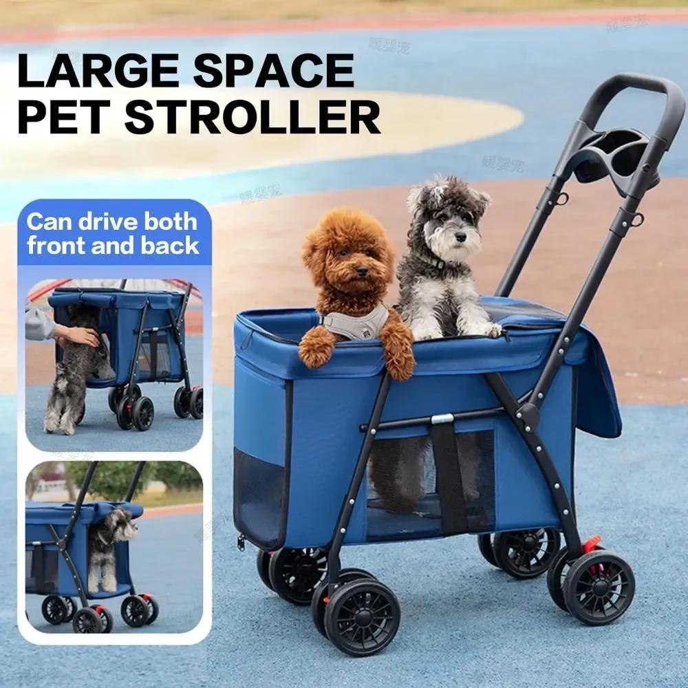 Outdoor Pet Stroller Breathable Strollers Foldable Cat Dog Stroller for Small Medium Large Pet 4 Wheel Shockproof Stroller