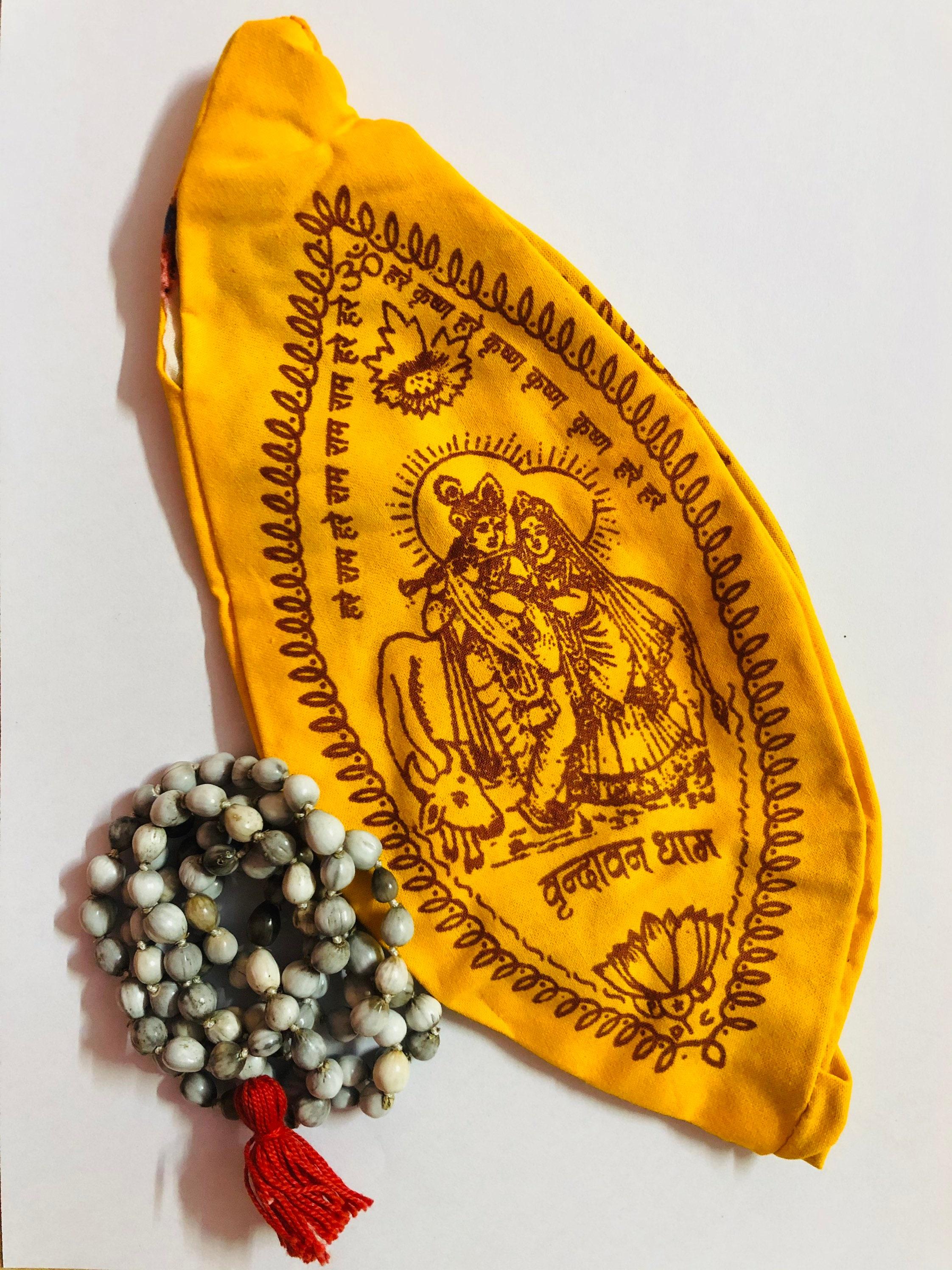 Gomukhi + Indian VAIJANTI BEEJ Vaijayanti Seed ROSARY Job s tears 108 Prayer Beads Japa Jaap Mala, hand knotted, Vishnu Puja Iskcon One Size