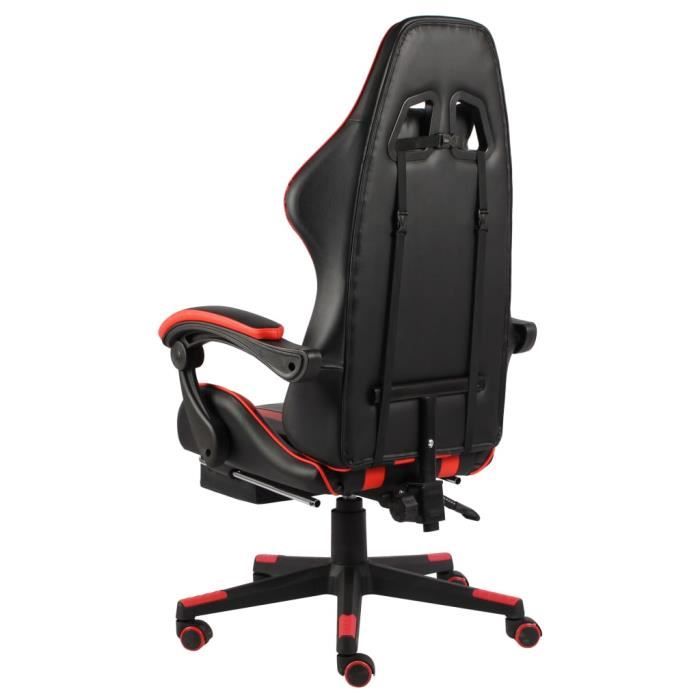 Fauteuil de jeux vidéo - VIDAXL - Noir et rouge - Similicuir - Réglable en hauteur - Repose-pied