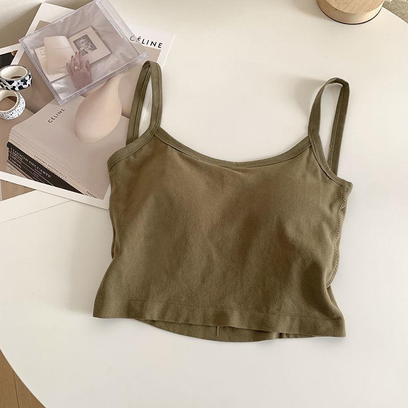 

Пикантный топ-майка без спины с нагрудными вкладышами - Модный топ-бандо для студентов One Size (Suitable for 40-62.5 kg) хаки