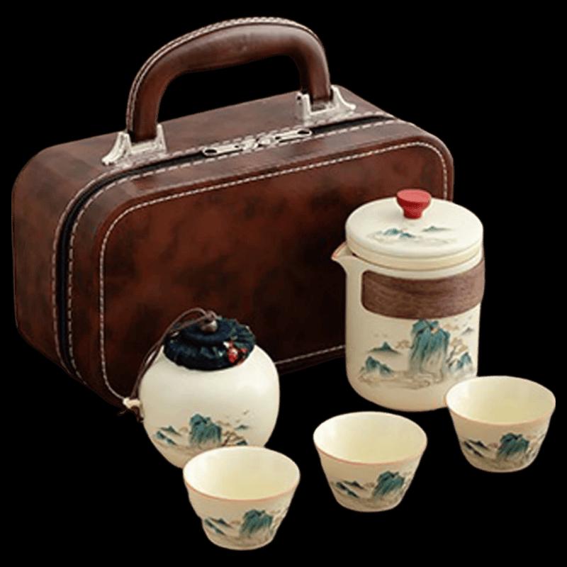 Portable Ru Kiln Ceramic Tea Set