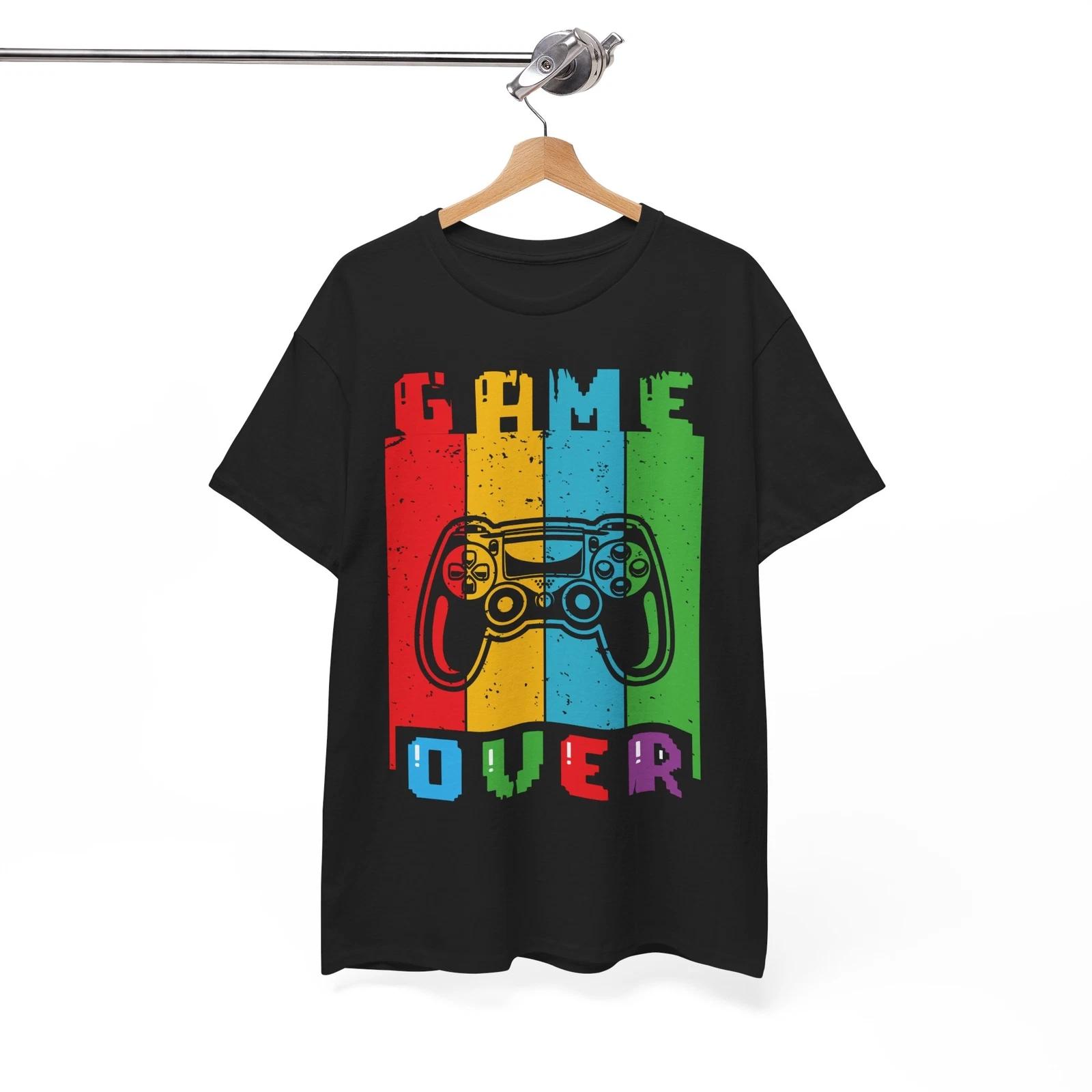 Game Over T-Shirt | Retro Video Game Tee | Gaming Graphic Shirt 4XL