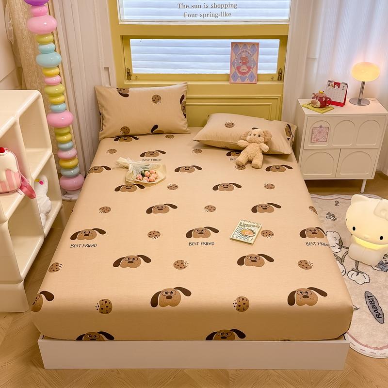 100% Cotton Bedsheets Cartoon Style Fitted Sheet For Kids Room Skin-Friendly Mattress Cover (No Pillowcase)