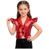 Vesta de petrecere strălucitoare cu paiete pentru fete, cu mânecă scurtă tip fluture, revere crestate, încheiată cu nasturi, scurtă, complet căptușită, pentru baluri, sărbători de ziua de naștere