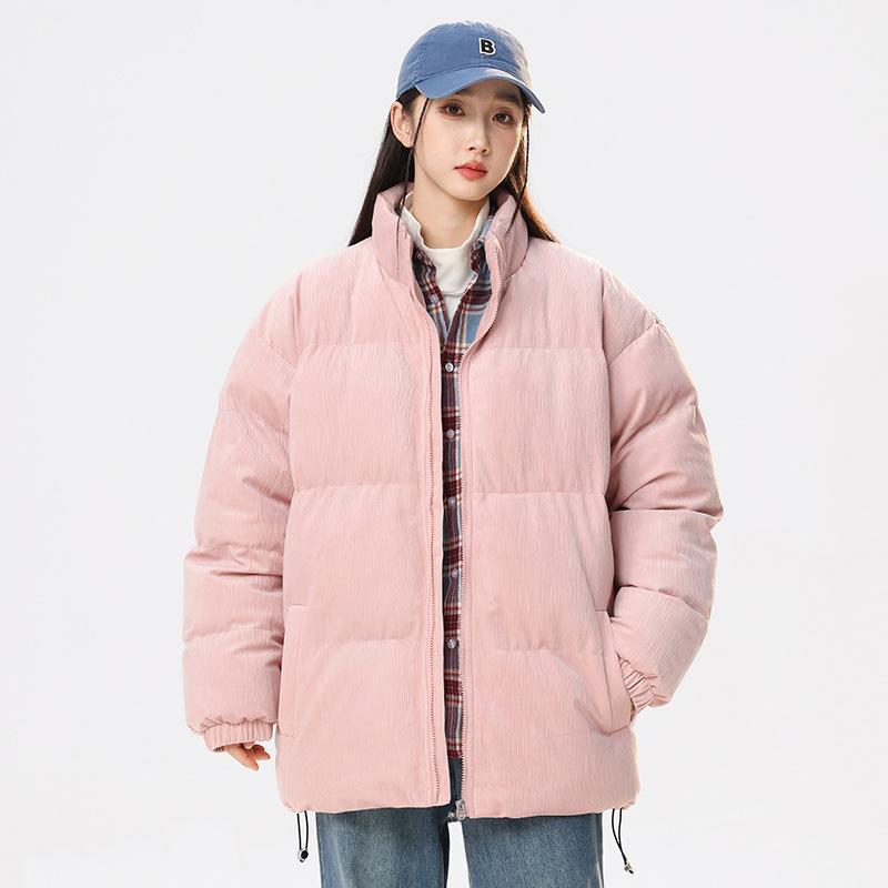 Winter new fashion casual sports padded jacket men's stand-up collar warm color matching padded jacket women's couple youth padded jacket