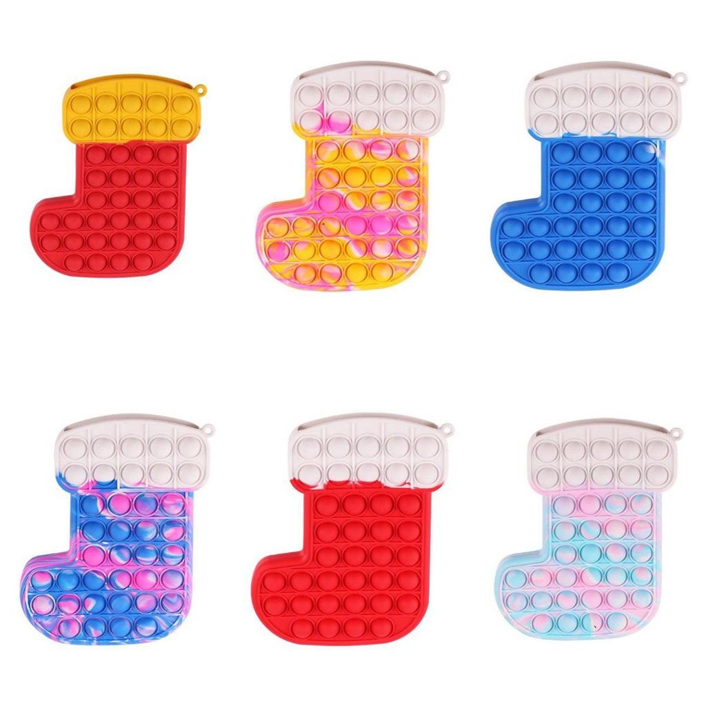 Weihnachtsstrumpf Pop It Fidget Spielzeug mit leuchtenden Farben und angenehmen Geräuschen für Kinder
