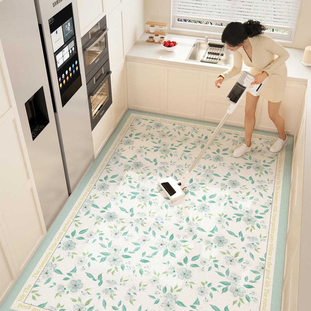 Modern Simple Kitchen Floor Mat PVC Leather Waterproof Oil-proof Carpet Large Floral Anti-fouling Balcony Rugs Tapete De Cozinha