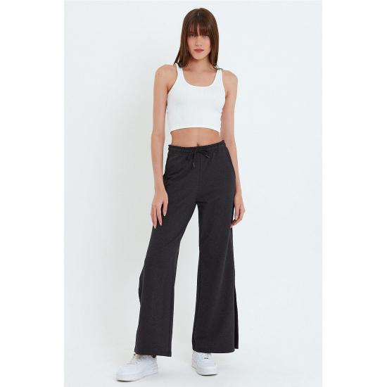 Women's Pocketed Slit Sweatpants Trousers