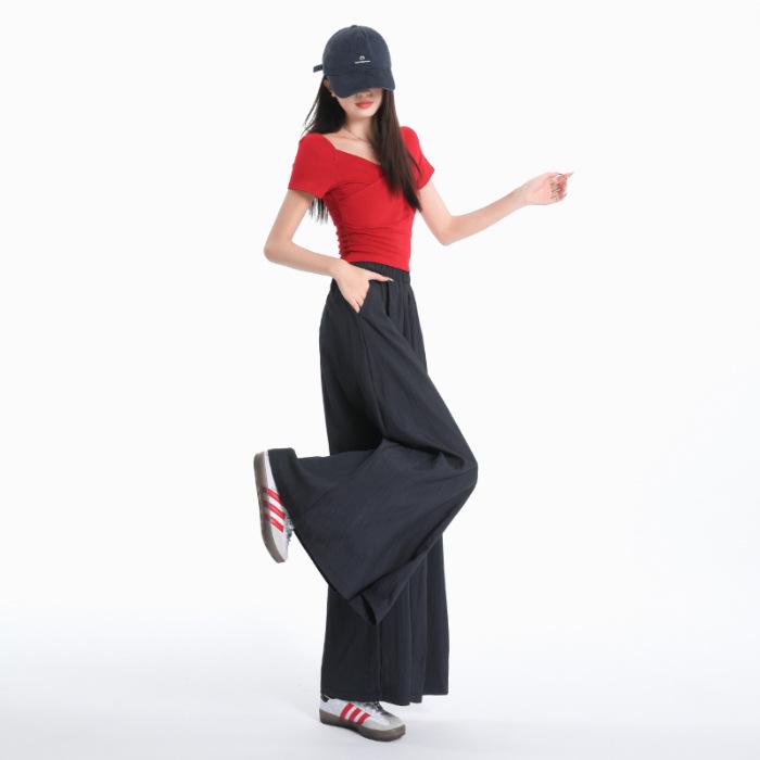 

Женские летние брюки-юбки с высокой талией и широкими штанинами из ледяного шелка Yamamoto