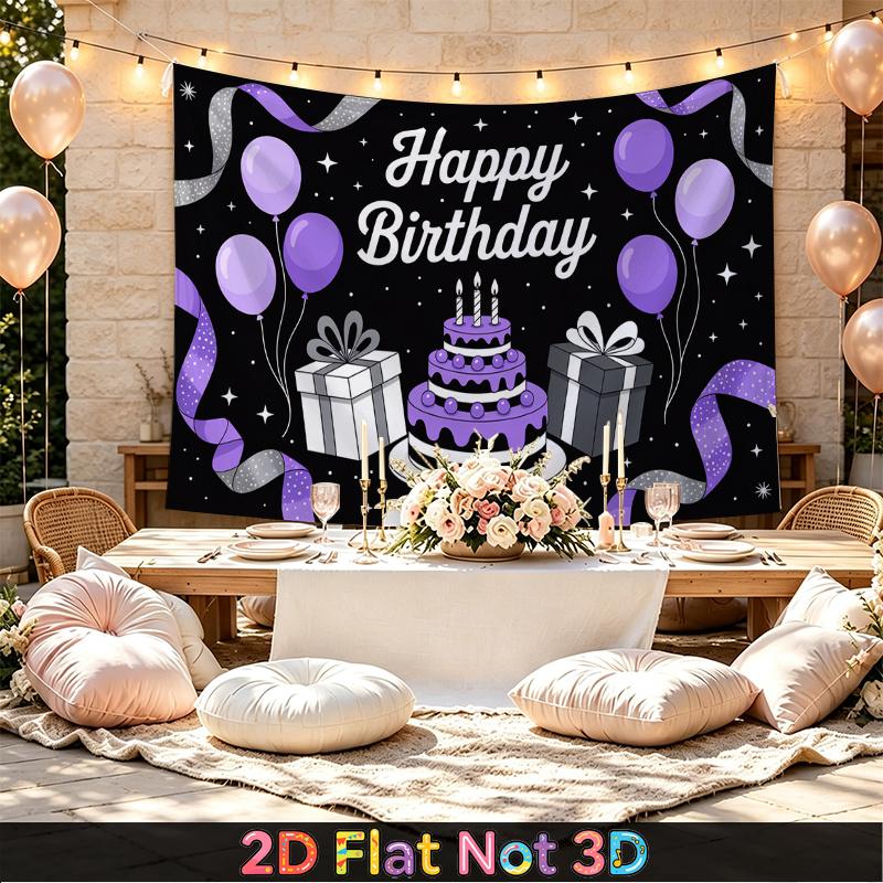 Party Backdrop Birthday Purple Photo Booth Background Front Door Decor